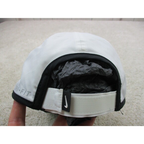 Nike Hat Cap Strap Back White Black Swoosh Lightweight Drifit Golf Golfer Mens * - Picture 6 of 12